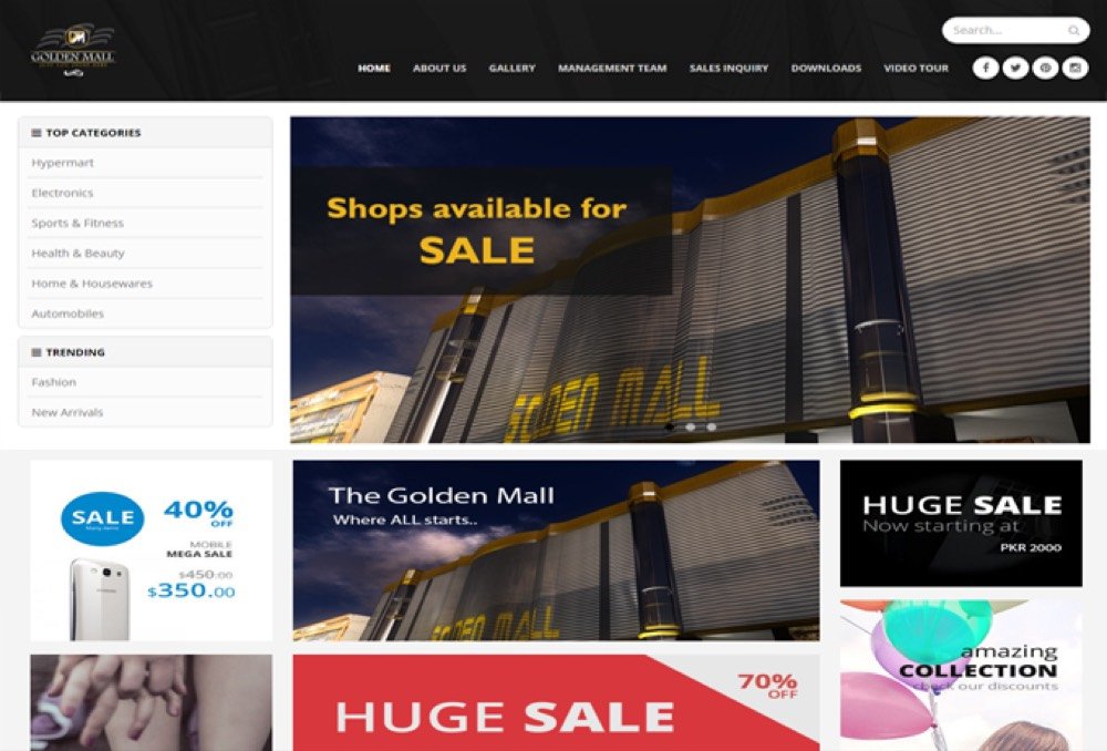 Golden Mall website, 2016